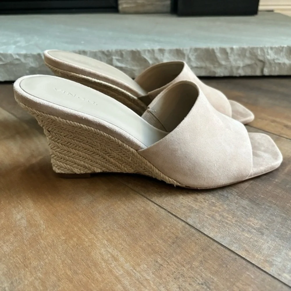 Vince Women's Size 8.5‎ Pia Wedge Espadrille Slide Taupe Clay Sandals